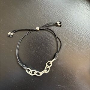 Silpada Black and Silver Bracelet Adjustable cord .925 sterling silver